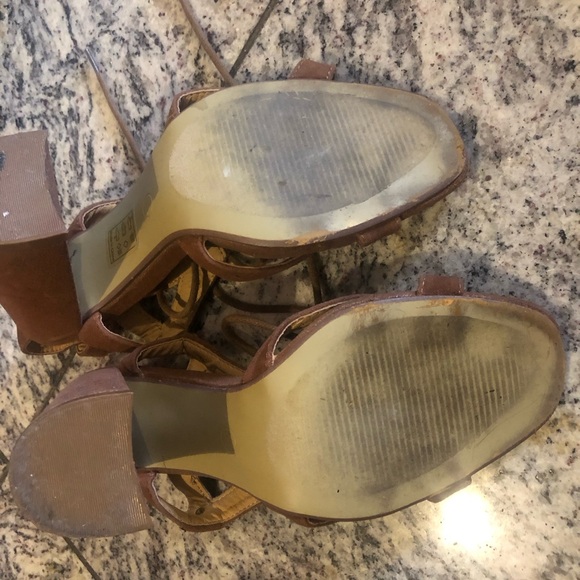 Caramel colour block heel lace up sandals. Size. 7.5 - Picture 5 of 5